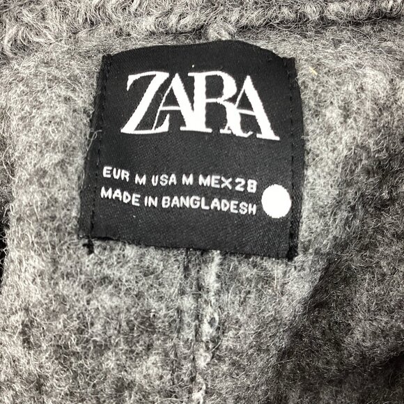 ZARA Women’s Bouclé Loft Moto Zip Point Collar Jacket Gray Size Medium EUC - Picture 2 of 15